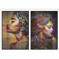 Canvas DKD Home Decor Koloniaal Afrikaanse (40 x 3,5 x 55 cm) (2 Stuks)