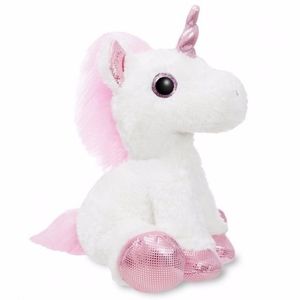 Pluche knuffel eenhoorn roze/wit 30 cm