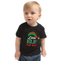 Little elf Kerst t-shirt zwart voor babys - thumbnail