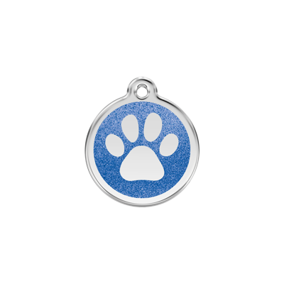Paw Print Navy glitter hondenpenning small/klein dia. 2 cm - Reddingo