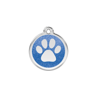 Paw Print Navy glitter hondenpenning small/klein dia. 2 cm - Reddingo