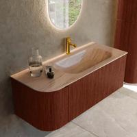 Badmeubel Mondiaz Kurve-Dlux | 115 cm | Meubelkleur Ruby | Wastafelkleur Saba | Solid surface | Wasbak rechter zijde spoelbak | 1 kraangat