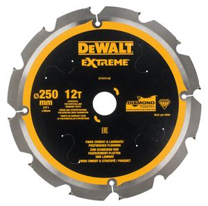 DeWalt Accessoires Cirkelzaagblad PCD laminaat/vezelcement 250x30x12t - DT1474-QZ