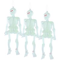 Horror skeletjes - 30x - glow in the dark - hangend - 14 cm - Halloween decoratie