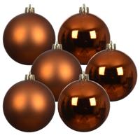 Decoris kerstballen - 24x stuks - 6 cm - koper/cognac bruin - kunststof