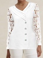 Loose Lace Asymmetrical Casual Blouse