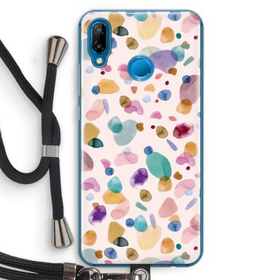 Terrazzo Memphis Pink: Huawei P20 Lite Transparant Hoesje met koord