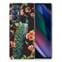 OPPO Find X3 Neo | TPU Hoesje | Pauw met Bloemen OPPO Find X3 Neo | TPU Hoesje | Pauw met Bloemen