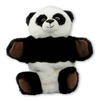 Pluche zwart/witte panda handpop knuffel 22 cm speelgoed - thumbnail