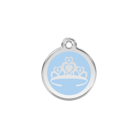 Crown Light Blue roestvrijstalen hondenpenning small/klein dia. 2 cm - Reddingo