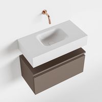 Toiletmeubel Mondiaz Andor | 60 cm | Meubelkleur Smoke | Lex vrijhangend wastafel Talc Midden | Zonder kraangat