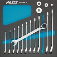 HAZET Ratelringsteeksleutelset - met vierkante adapters 163-186/16 - Buitentwaalfkant tractieprofiel - 16-delig - 8 - 19