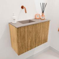 Toiletmeubel Mondiaz Joya Dlux | 60 cm | Meubelkleur Oak | Faye wastafel Saba Wasbak Links | Zonder kraangat(en)
