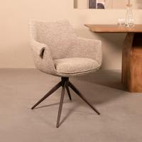 LABEL51 Eetkamerstoel Narumi - Mushroom - Royal Boucle - Brons Metalen Frame