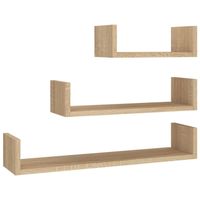 The Living Store Wandplankenset - Hout - U-vormig - Sonoma Eiken - 60x15x10cm / 45x15x10cm / 30x15x10cm