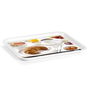 Plasticforte dienblad/serveerblad - Kunststof - 41 x 31 cm - wit - kopjes en glazen tray