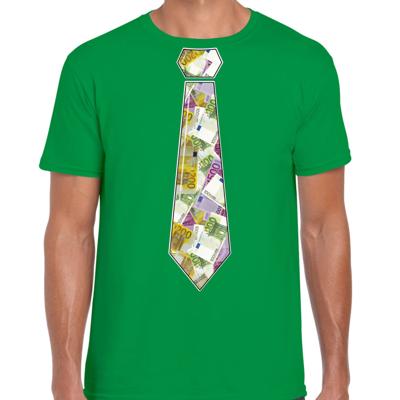 Cadeau T-shirt voor heren - geld stropdas - groen - verjaardag