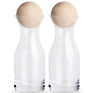 2x Glazen flessen/karaffen met bal/bol dop 250 ml