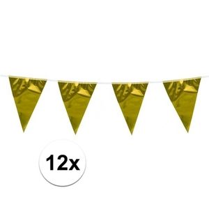 12x Feestartikelen Vlaggenlijn metallic goud 10 meter