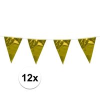 12x Feestartikelen Vlaggenlijn metallic goud 10 meter - thumbnail