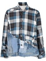 Greg Lauren chemise à design patchwork - Bleu - thumbnail