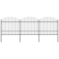 Tuinhek met speerpunt staal 537x175 cm zwart