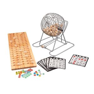Luxe bingo spel metaal/hout set nummers 1-90 met molen   -