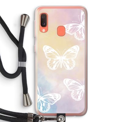 White butterfly: Samsung Galaxy A20e Transparant Hoesje met koord