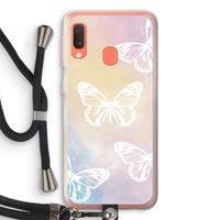 White butterfly: Samsung Galaxy A20e Transparant Hoesje met koord