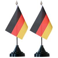 Vlag Duitsland tafelvlaggetjes - 6x stuks - 10 x 15 cm vlag - met zwarte standaard