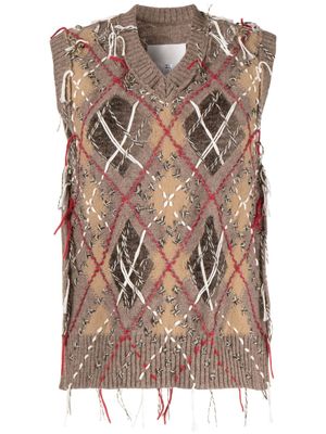 Maison Margiela débardeur en maille intarsia - Marron