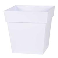 EDA Pot de fleur carré Toscane - 32 x 32 x H 32 cm - 22 L - Blanc