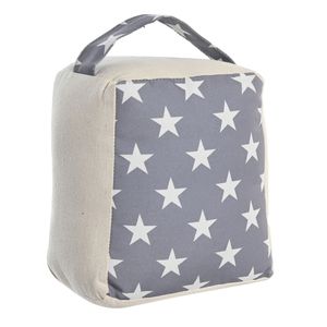 Deurstopper Stars - 1 kilo gewicht - met oppak lus - grijs/wit - 16 x 18 cm