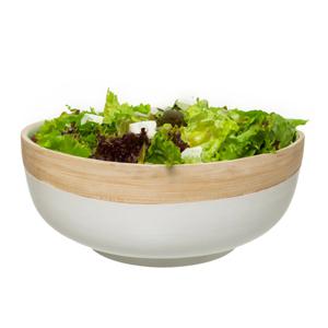 5Five - serveerschaal/saladeschaal - wit - bamboe - 20 x 8 cm - rond