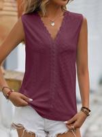 Lace Plain Casual Tank Top - thumbnail