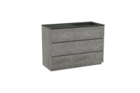 Storke Edge staand badmeubel 110 x 52 cm beton donkergrijs met Scuro asymmetrisch rechtse wastafel in kwarts mat zwart