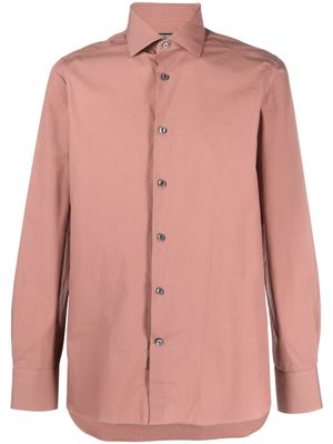 Zegna chemise en coton à manches longues - Marron