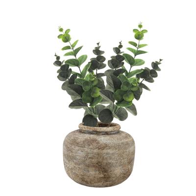 Kunstbloem/kunsttak Eucalyptus Bella - 2x - 38 cm - donkergroen - kunst zijdebloemen