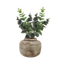 Kunstbloem/kunsttak Eucalyptus Bella - 2x - 38 cm - donkergroen - kunst zijdebloemen