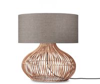 GOOD&MOJO Tafellamp 'Kalahari' Rotan en linnen, 65cm, kleur Naturel/Donkerbeige