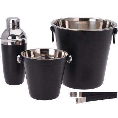 Excellent Houseware barset / cocktailset / giftset - rvs - met cocktailshaker - 4-delig - mat zwart