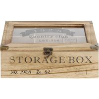 Houten theedoos bruin Storage Box 6-vaks 24 cm - thumbnail