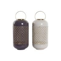 Kaarshouder DKD Home Decor Beige Aluminium 24 x 24 x 57 cm Mauve (2 Stuks)