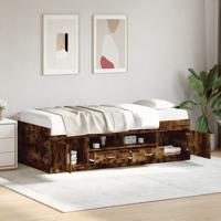 Slaapbank met lades zonder matras 75x190 cm gerookt eikenkleur