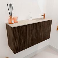 Toiletmeubel Mondiaz Joya Dlux | 80 cm | Meubelkleur Walnut | Faye wastafel Frappe Wasbak Rechts | 1 kraangat