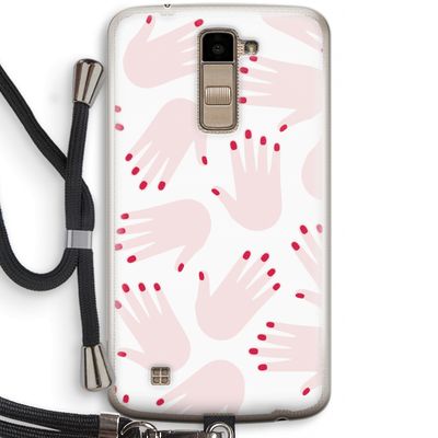 Hands pink: LG K10 (2016) Transparant Hoesje met koord