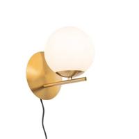 QAZQA Art Deco wandlamp goud en opaal glas - Flore - thumbnail