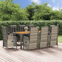 9-delige Tuinset met kussens poly rattan grijs