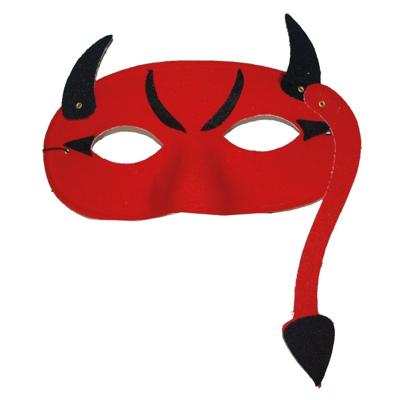 Halloween Oogmasker duivel met staart - rood - volwassenen/kinderen - met elastiekje Halloween Oogmasker duivel met staart - rood - volwassenen/kinderen - met elastiekje