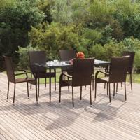 7-delige Tuinset poly rattan bruin